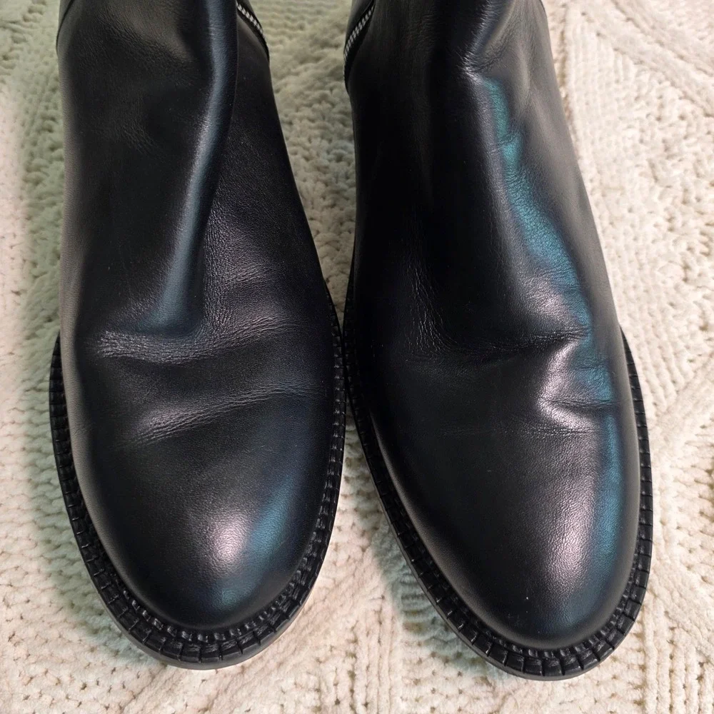 Aquatalia Tall Waterproof Boots Black Leather Stretch Back Calf Women 10